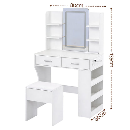 Artiss Dressing Table LED Vanity Desk Set Stool White