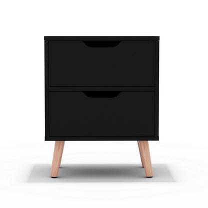 Artiss Bedside Table 2 Drawers - BODEN Black