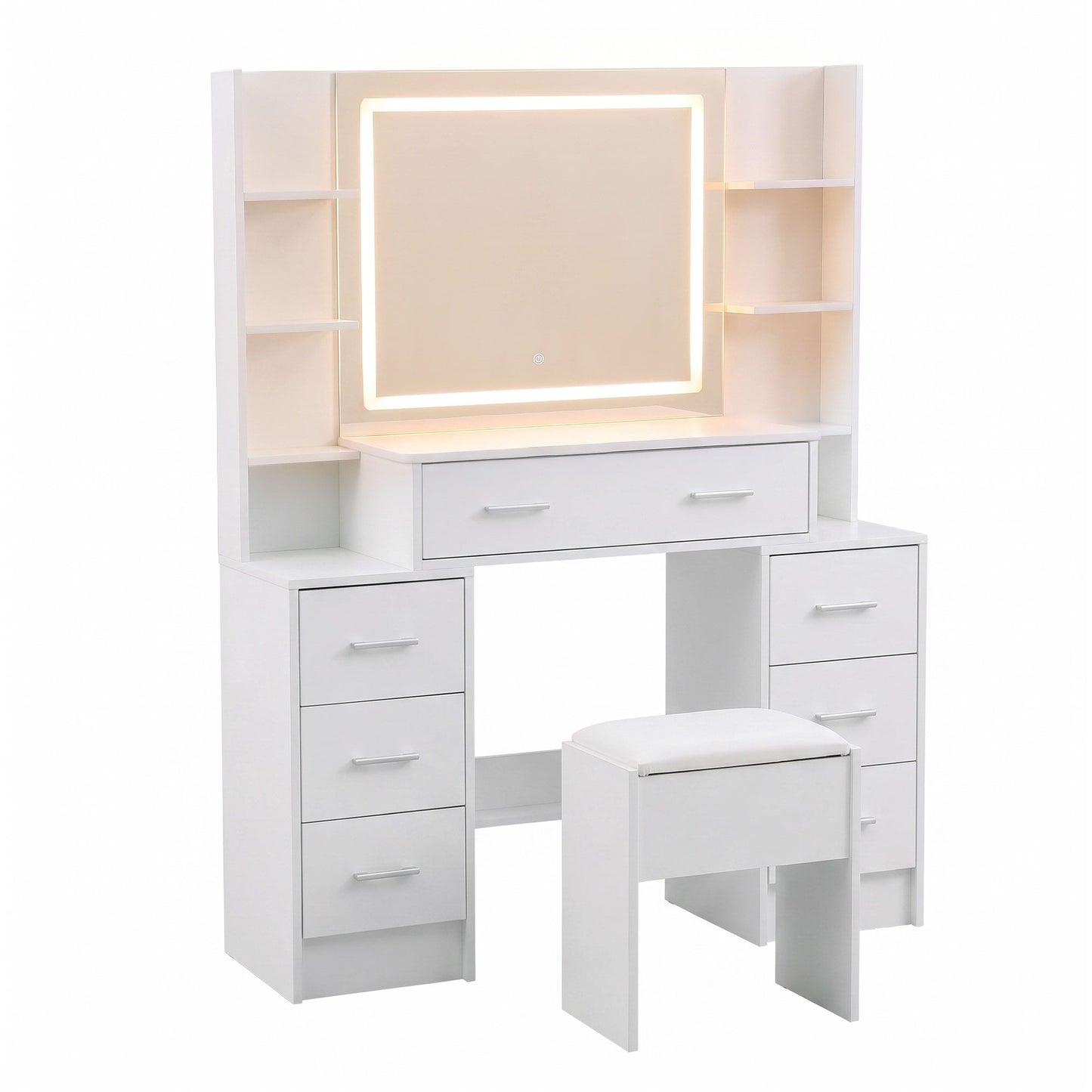 Artiss Dressing Table Vanity Desk Set Stool LED Charging Station White (Copy)