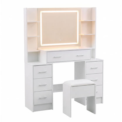 Artiss Dressing Table Vanity Desk Set Stool LED Charging Station White (Copy)