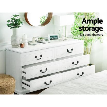 Artiss 6 Chest of Drawers - KUBI White