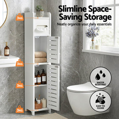 Artiss 2x Bathroom Storage Cabinet 3-Tier Toilet Paper Holder Organizer White