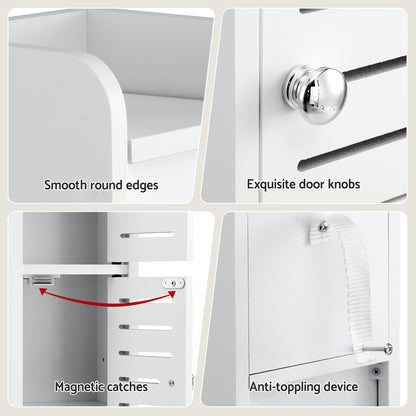 Artiss 2x Bathroom Storage Cabinet 3-Tier Toilet Paper Holder Organizer White