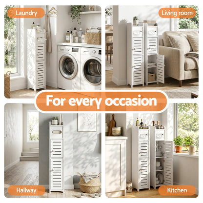 Artiss 2x Bathroom Storage Cabinet 3-Tier Toilet Paper Holder Organizer White