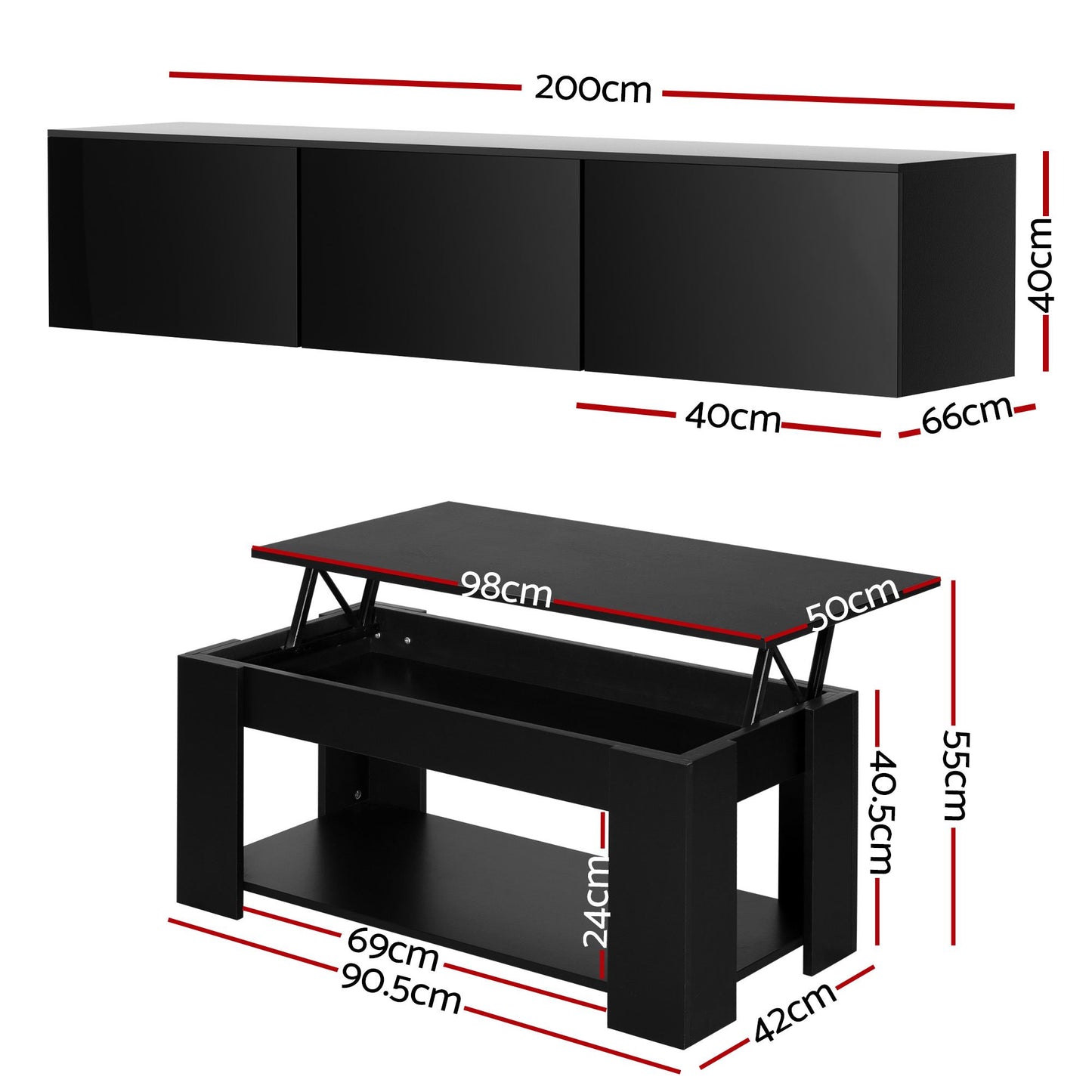 Artiss TV Unit & Coffee Table Set Storage Cabinet Black (Copy)