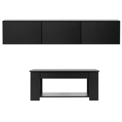 Artiss TV Unit & Coffee Table Set Storage Cabinet Black (Copy)