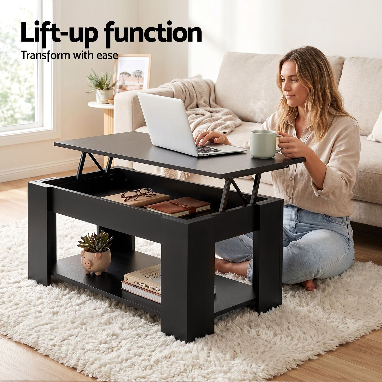 Artiss TV Unit & Coffee Table Set Storage Cabinet Black (Copy)