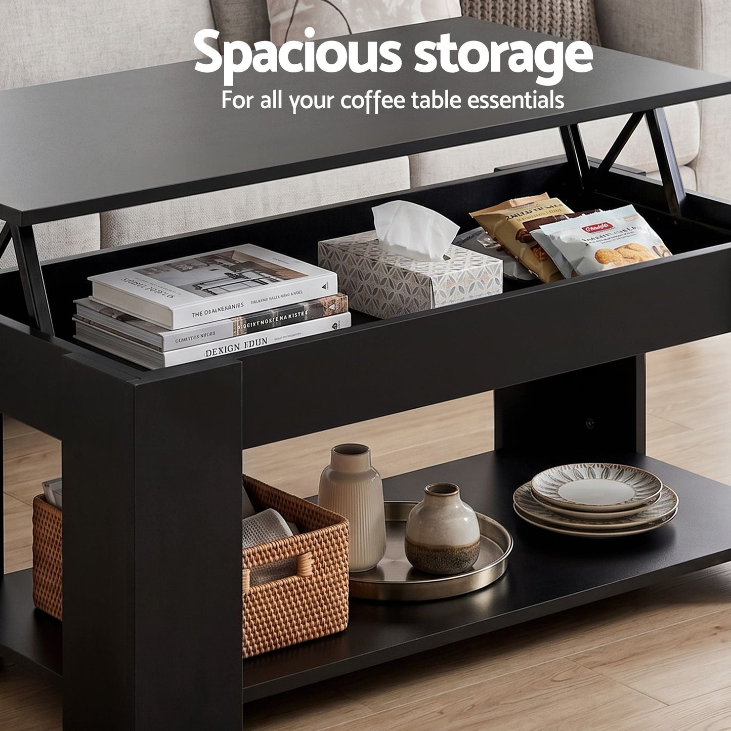 Artiss TV Unit & Coffee Table Set Storage Cabinet Black (Copy)