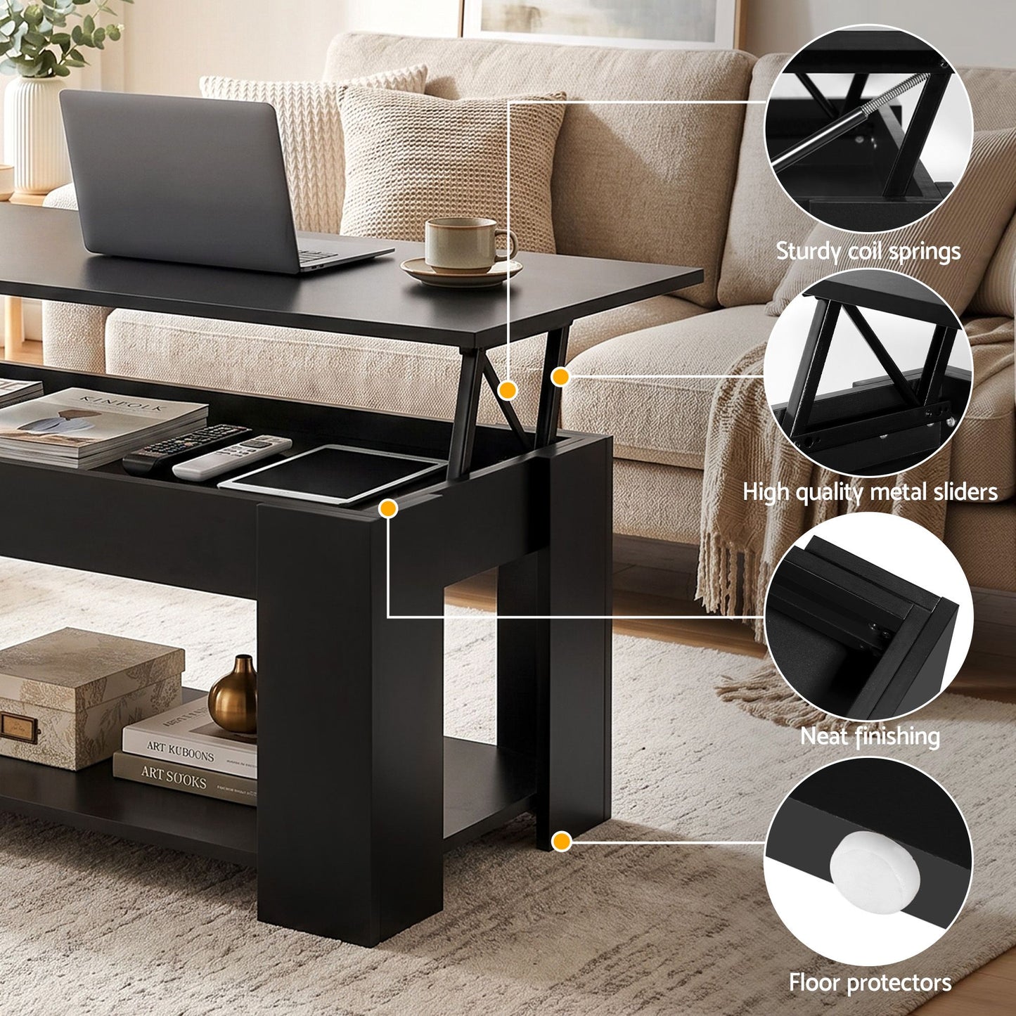 Artiss TV Unit & Coffee Table Set Storage Cabinet Black (Copy)