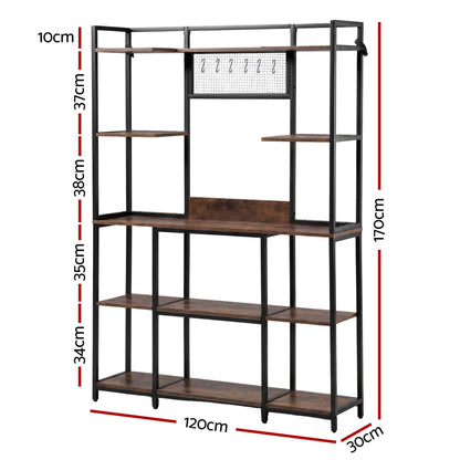 Artiss Kitchen Rack with 6 Hooks Microwave Storage Shelf 120cm x 170cm