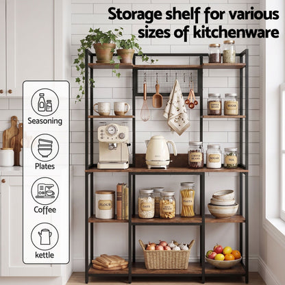 Artiss Kitchen Rack with 6 Hooks Microwave Storage Shelf 120cm x 170cm