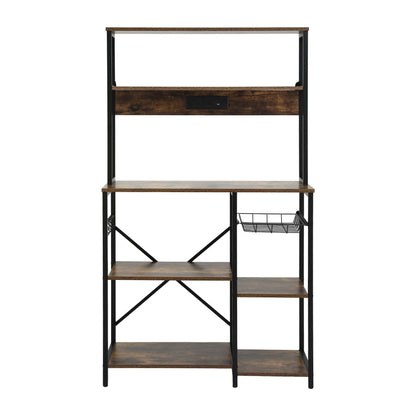 Artiss 5-Tier Kitchen Rack with Power Outlets 90CMX153CM Microwave Storage Shelf