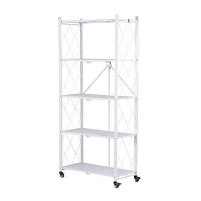 Artiss 5-Tier Foldable Kitchen Bakers Rack 71x160cm Microwave Stand White