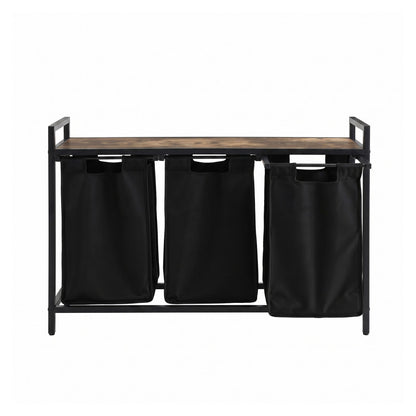 Artiss Laundry Basket with 3 Pull-out Bags Metal Frame Black
