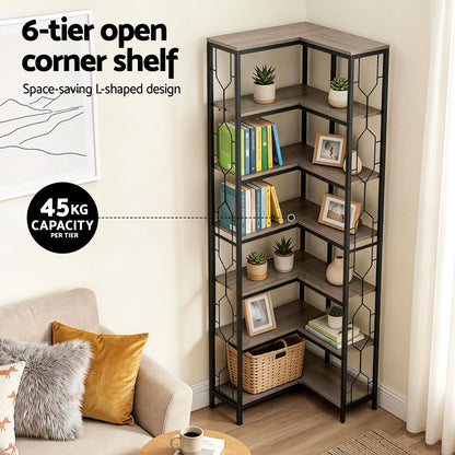 Artiss 6 Tiers Bookshelf Corner Shelf Bookcase Display Shelves Oak