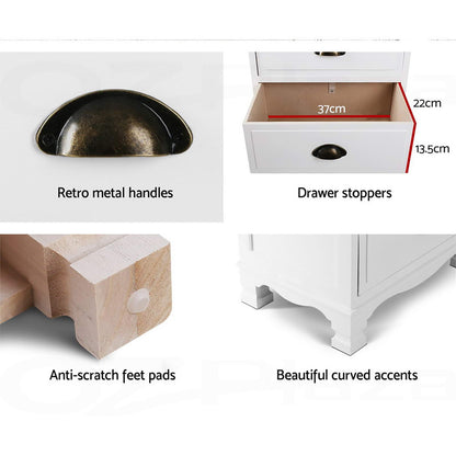 Artiss 2x Bedside Table 3 Drawers Vintage - THYME White