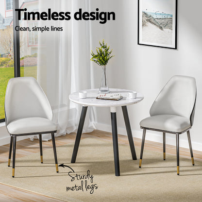 Artiss Dining Chairs Set of 2 Leather Seat Beige and Black