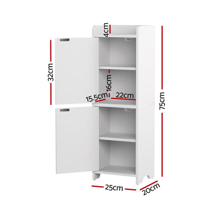 Artiss 2x Bathroom Storage Cabinet 2-Tier Slim Toilet Organizer Adjustable White