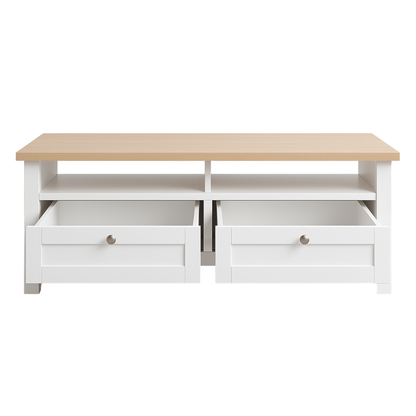 Noosa Coffee Table White Oak 2 Shelf and 2 Drawers