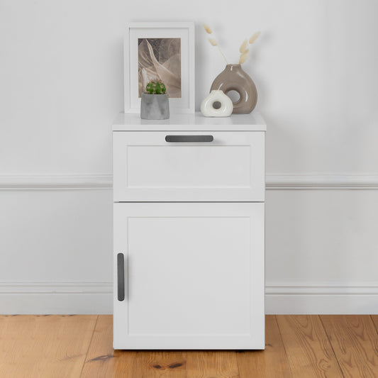 PORTO BEDSIDE TABLE - WHITE - HAMPTONS - OVAL BLACK