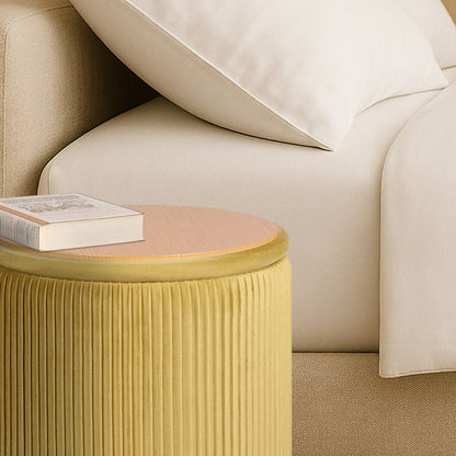 2X Side Table Storage Ottoman - Velvet Stool MIRA Mustard