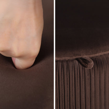 Side Table Storage Ottoman - Velvet Padded Stool Vanity Footstool CLEO BROWN
