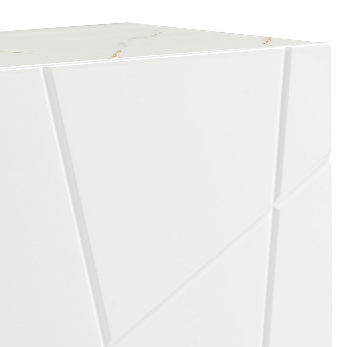 Buffet Sideboard Colour Ceramic Top MDF in Glossy White Gold Colour