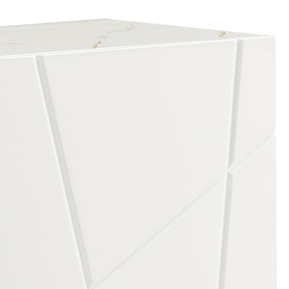Buffet Sideboard Colour Ceramic Top MDF in Glossy White Gold Colour