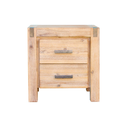 Bedside Table 2 drawers Night Stand Solid Wood Acacia Oak Colour