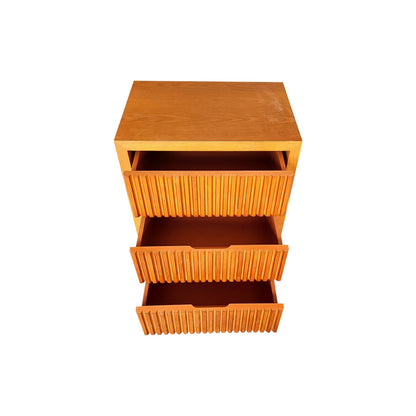 Bedside Table MDF Brown Colour Waveform Design Three Drawers