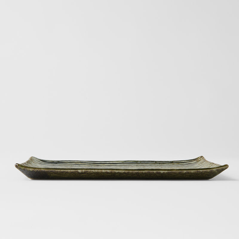 Sushi Plate 24cm Green Contour Glaze