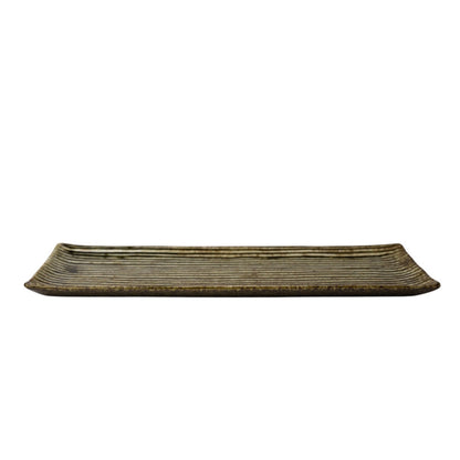 Sashimi Plate 33.2cm Green Contour Glaze