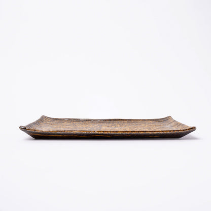 Sushi Plate 24cm Amber Contour Glaze