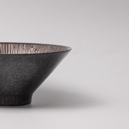 Bowl V shape 19cm Bronze Converging Line Glaze