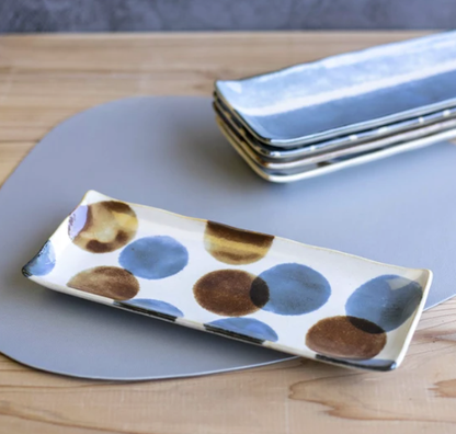 Sashimi Plate 27cm Brush Blue Spot Glaze