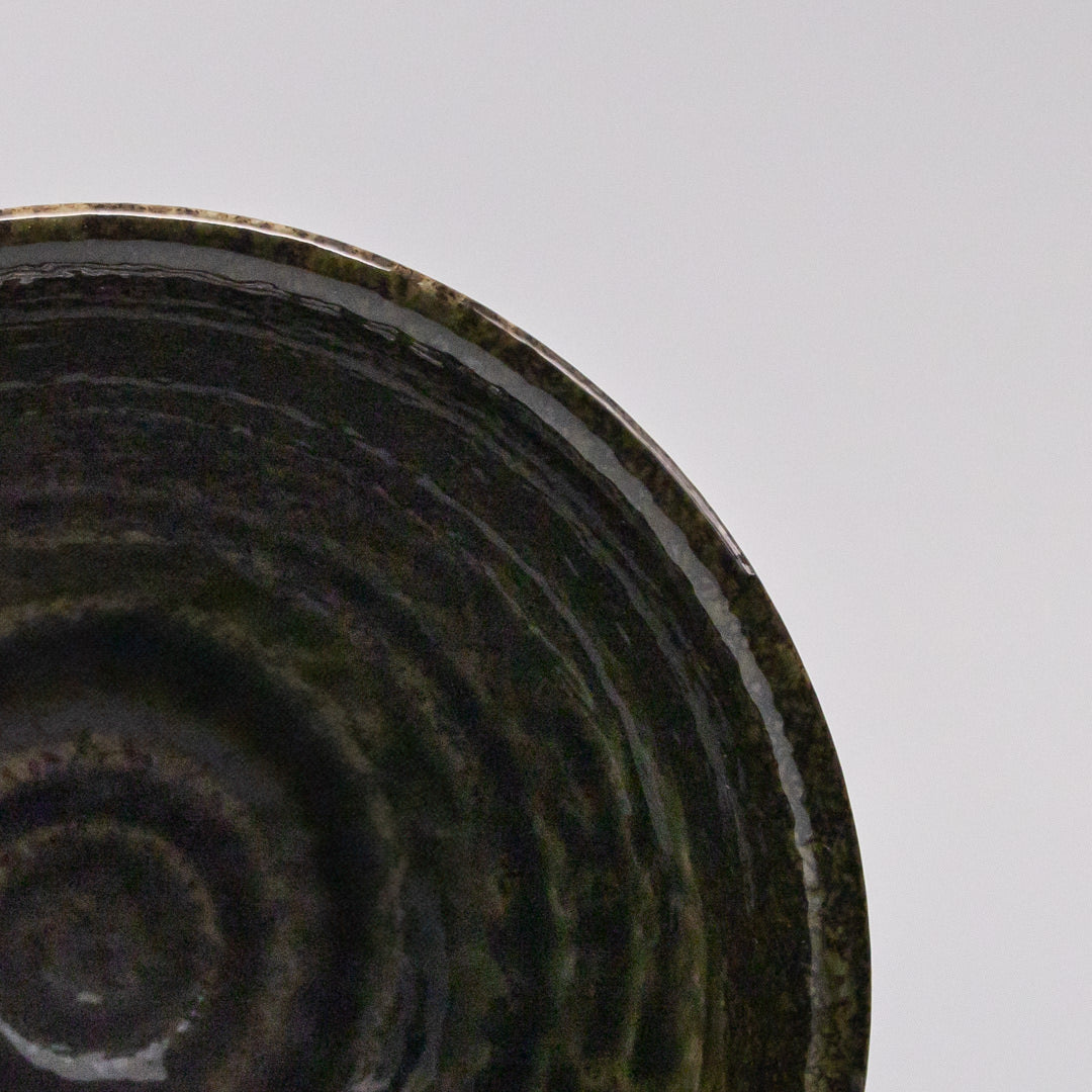 Bowl 15.5cm Shinogi Moss Black Glaze