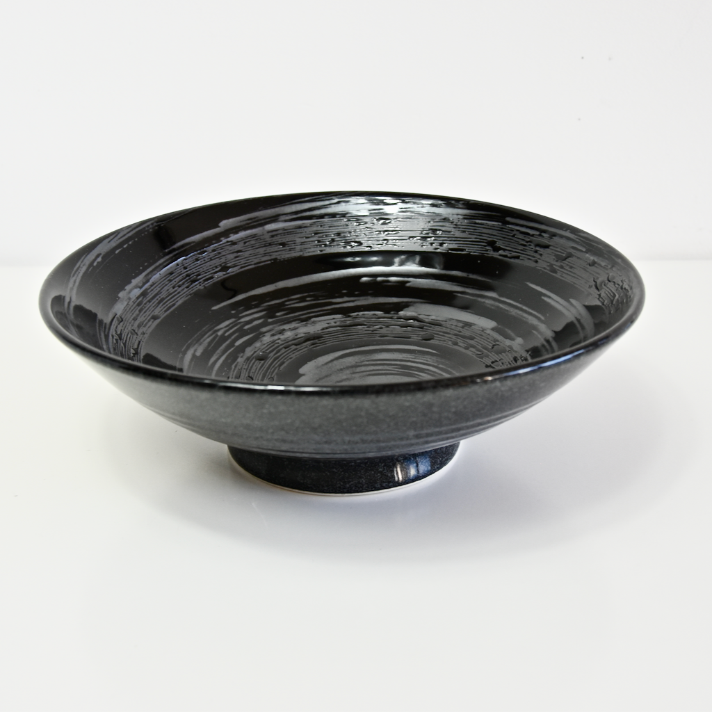 Ramen Bowl 24.5cm Gunmetal Swirl Glaze