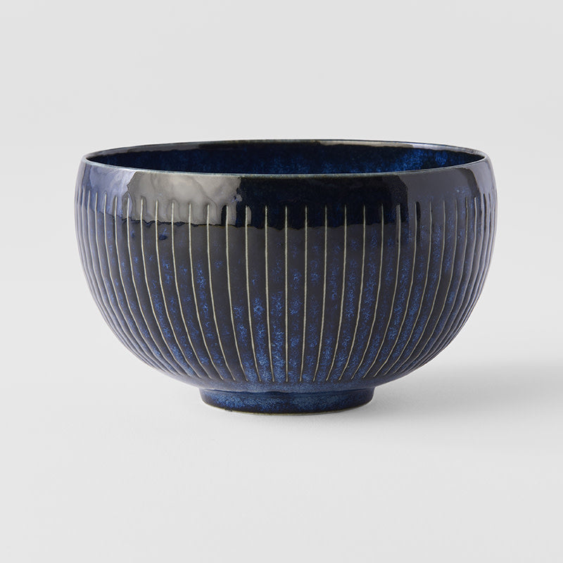 Rice Bowl 13.3cm Ridged Indigo Blue Glaze