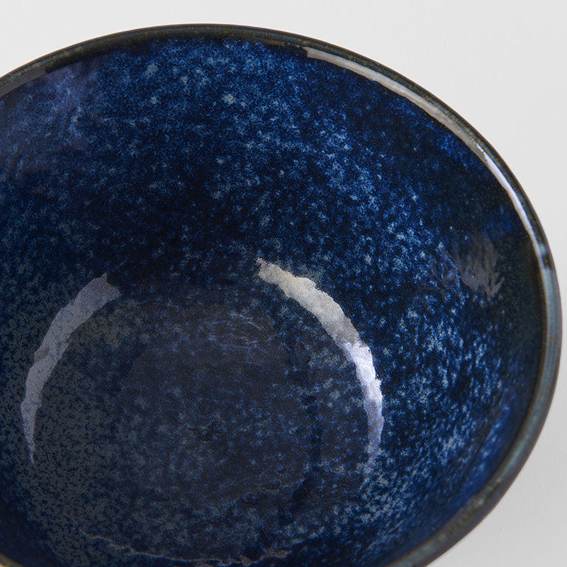 Rice Bowl Fluted 12cm Ridged Indigo Blue Glaze