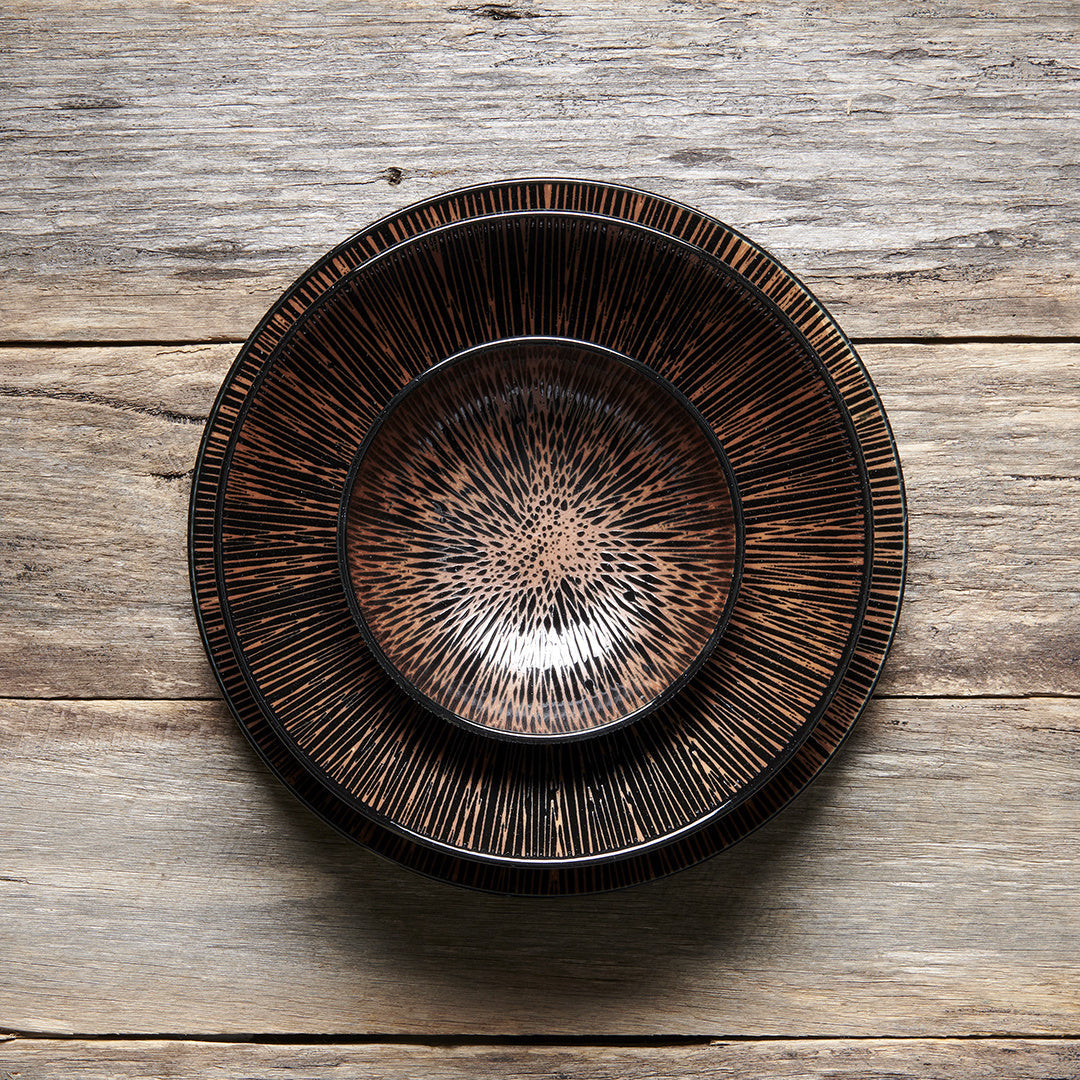 Plate 28cm Bronze Converging Line Glaze