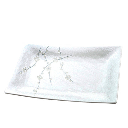 Platter Rectangular 33cm White Blossom Glaze