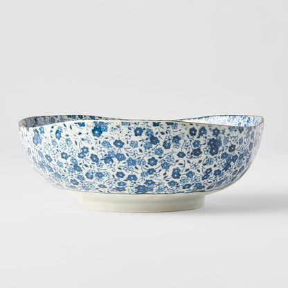 Bowl Organic Shape 20cm Blue Daisy Glaze