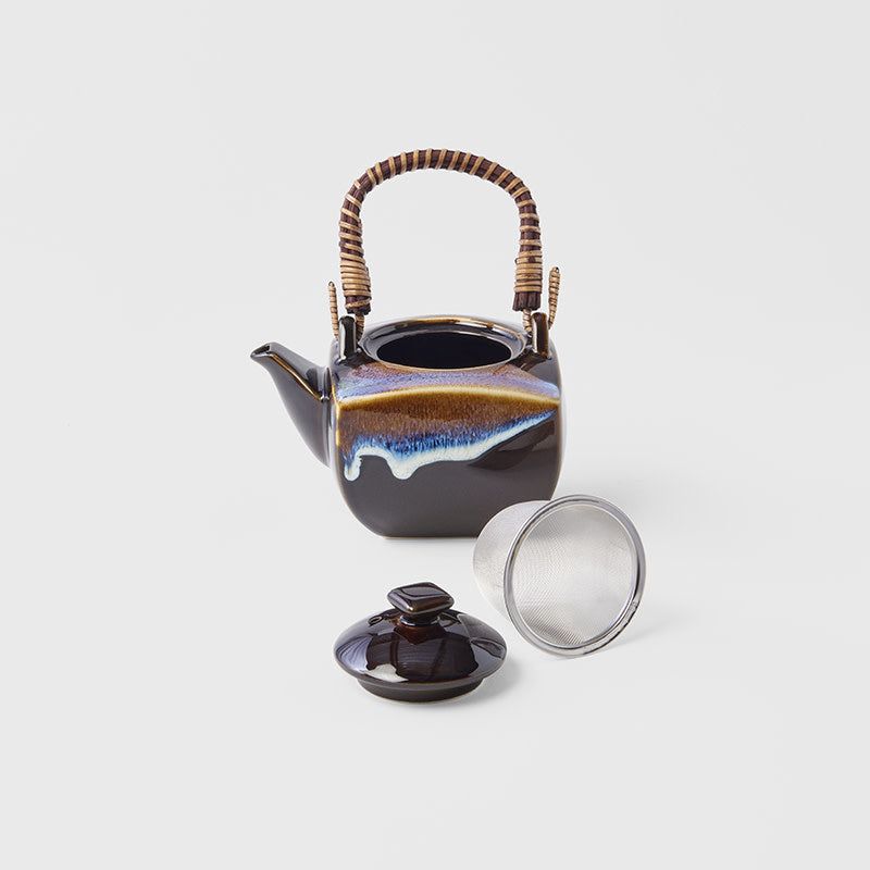 Tea Set 5pcs Tenmokku Bright Blue Glaze