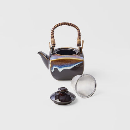 Tea Set 5pcs Tenmokku Bright Blue Glaze