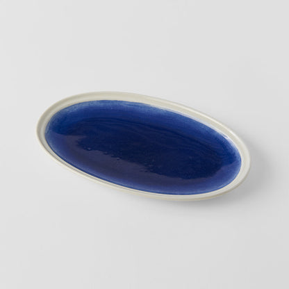 Plate Oval 22cm Ocean Blue Glaze