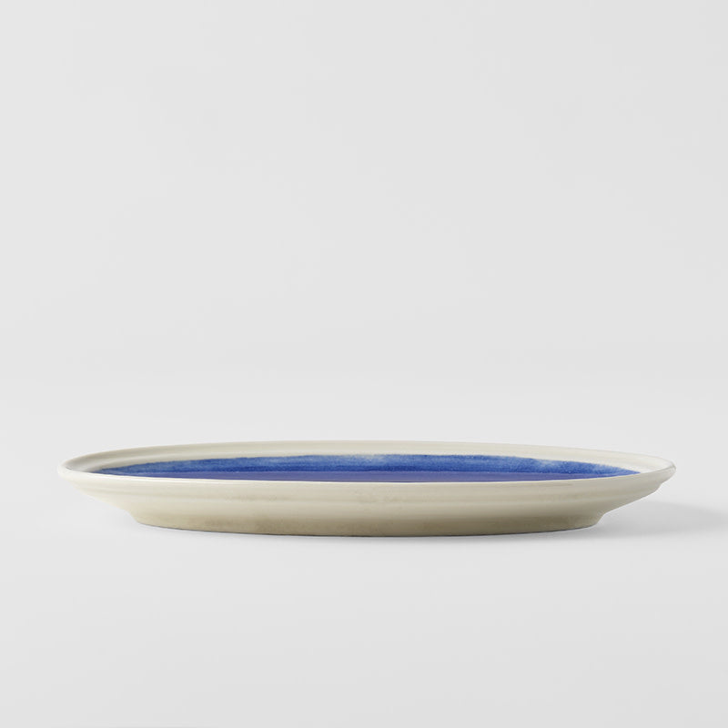 Plate Oval 22cm Ocean Blue Glaze