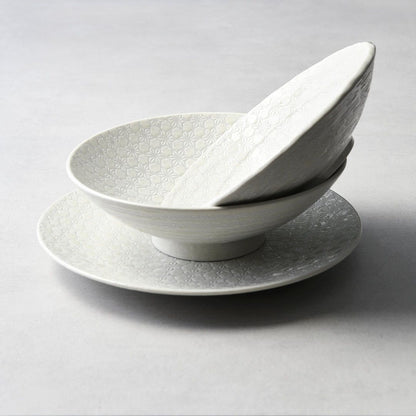 Udon Bowl 19.5cm White Star Glaze
