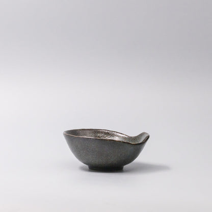 Bowl with Handle 13cm Navy Speckle Glaze