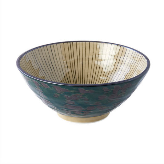 Udon Bowl 19cm Green Converging Line Glaze