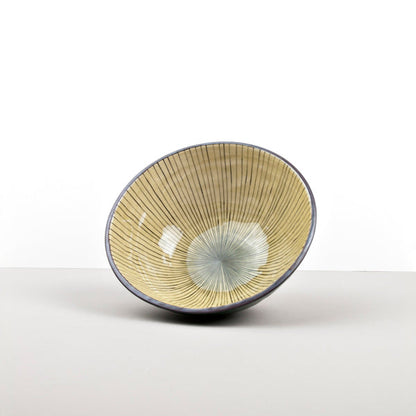 Udon Bowl 19cm Green Converging Line Glaze